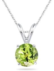 2.80-3.01 Cts of 9 mm AAA Round Peridot Solitaire Pendant in 14K White Gold