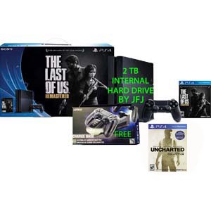 PS4 2TB Console Bundle with The Last of Us Remastered with Free Charge Base and Uncharted Game Voucher
