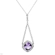 Necklace With 2.05ctw Precious Stones - Genuine Amethyst and Diamonds Made of White Gold Length 18in