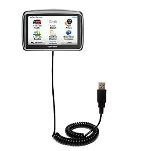 Coiled USB Cable for the TomTom GO 540 with Power Hot Sync and Charge capabilities - uses Gomadic TipExchange Technology