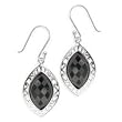 .925 Silver & Faceted Onyx Filigree Marquise Earrings