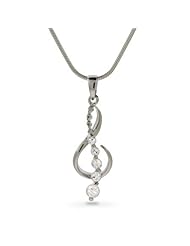 Musical G Clef Sparkling CZ Silver Journey Pendant