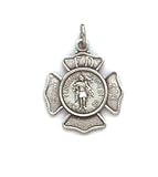 Sterling Silver Antiqued St. Florian Fire Fighters Badge Medal
