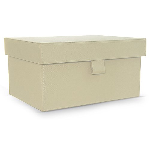 Storage Box with Lid   Rectangular Beige Canvas