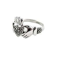 Sterling Silver Marcasite Celtic Claddagh Ring