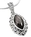 Sterling Silver Marcasite and Black ONYX Flower Pendant