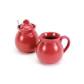 Chantal 10-Ounce Semi-Gloss Sugar and Creamer, Red by Chantal