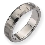 Titanium Notched 6mm Satin Band Ring - Size 10.5