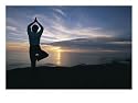 A Woman Practices Yoga on the Beach at Sunset Religion & Philosophy Photographic Poster Print by Roy Toft, 16x12