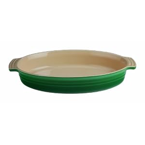 Fennel Green 14 Inch Oval Baking Dish by Le Creuset