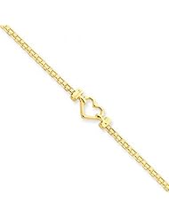 WomenS Heart Style Anklet in Gold - 14kt Yellow - Polished Finish - Wonderful