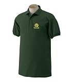 Custom embroidered mean face tennis ball design on polo shirt
