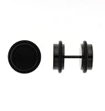 BLACK ANODIZED STAINLESS STEEL FAKE PLUGS - 16 G EAR WIRE - 00G FAKE PART - SOLD AS A PAIR