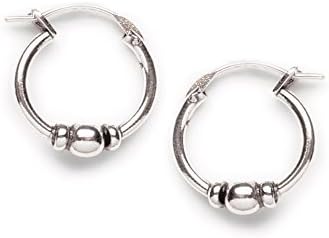 Tomas Sterling Silver 14mm Bali Hoop with Bead Earrings