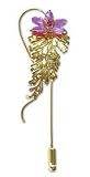 Natural orchid gold stickpin, 'Orchid Passion' 1.2 W x 3.5 L x 0.8 D