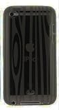 Black Wood Grain Flexible TPU Gel Case for Apple iPod Touch 4G (4th Generation)