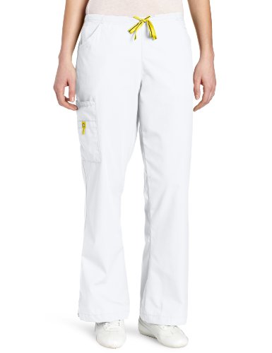 WonderWink Women's Scrubs Romeo 6 Pocket Flare Leg Pant, White, X-Small