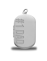Sterling Silver "#1 Dad" Dog Tag Locket 1 inch x 1-1/4 inch in Sterling Silver