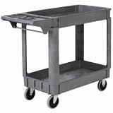 Small Deluxe 3 Shelf Plastic Utility & Service Cart 5 Rubber Casters