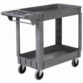 Small Deluxe 3 Shelf Plastic Utility & Service Cart 5" Rubber Casters
