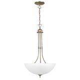 Globe Merlot One-Light Pendant, Antique Brass with Opal White Globes#61745