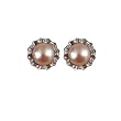 Crystal Circlet Cultured Pearl Platinum Overlay Sterling Silver Stud Earrings, Natural Lavender