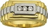 Men's 14K Two Tone Gold Three Stone Diamond Ring
