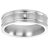 Titanium and Diamond Comfort Fit Men's Wedding Band,6mm (H/SI1, 0.025 ct.tw.)