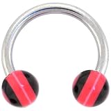 PLUSH PINK Stripe Horse Shoe Circular Barbell