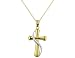Cross Pendant in 14K Yellow and White Gold with Chain