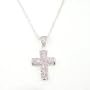 Sterling Silver Cubic Zirconia Cross Pendant, 18"