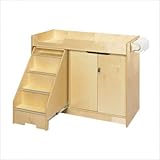 Cubbie Changing Table with Stairs in Natural