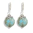 Reconstituted Turquoise Bead Lever Back Earrings