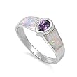 Sterling Silver Ring with White Lab Created Opal and Pear-Shaped Amethyst - 8 x 2 mm (Sizes 5-10) Sterling Silver Ring with White Lab Created Opal and Pear-Shaped Amethyst - 8 x 2 mm (Sizes 5-10)