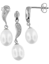 Sterling Silver and Freshwater Pearl Earring and Pendant Set