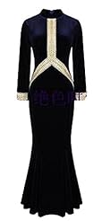 Long Sleeves Mermaid Cocktail Full Length Vintage Velvet Evening Dress/Maxi Dress 