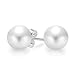 Bling Jewelry Tahitian Style Sea Shell White Pearl Ball Stud Earrings
