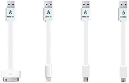 CableLinx PVC Wire USB Charge and Sync Flat Cables with ABS Casing, White (Pack of 4)