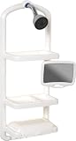 Zenith Premium Over The Shower Head Shower Caddy with Swivel Mirror, White