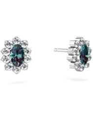 Created Alexandrite 14kt White Gold Earrings
