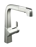 KOHLER K-6331-VS Evoke Single Control Pullout Kitchen Faucet, Vibrant Stainless
