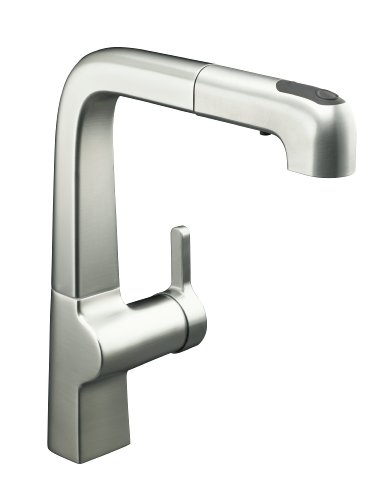 KOHLER K-6331-VS Evoke Single Control Pullout Kitchen Faucet, Vibrant Stainless