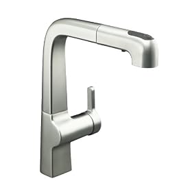 KOHLER K-6331-VS Evoke Single Control Pullout Kitchen Faucet, Vibrant Stainless
