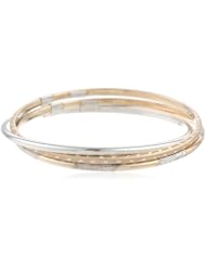 Bonded Sterling Silver and 10k Gold Two-Tone Interlocking Bangle Bracelets