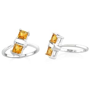 Buy Princess Cut Citrine Ring Sterling Silver by Peora