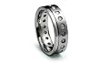 Stainless Steel Ring Grooved Flat Center Satin High Polish with CZ