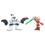 Star Wars Galactic Heroes 2 Inch Tall Action Figures - Ahsoka Tano with Green Lightsaber and Captain Rex with 2 Blaters