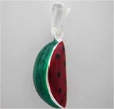 Silver Enamel Fruit * WATERMELON CHARM *Slice