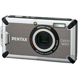 Pentax Optio W80 Waterproof 12.1MP Digital Camera with 5x Wide Angle Triple Shake Reduction Optical Zoom and 2.5 inch LCD (Gunmetal Gray)