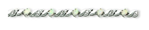 Sterling Silver Opal and Diamond Bracelet